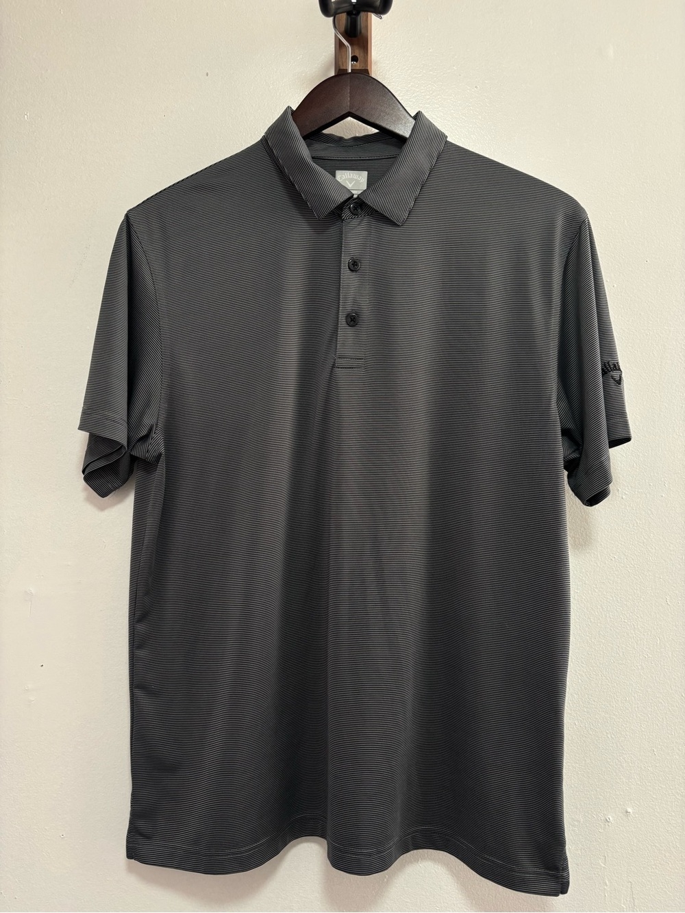 Men's Callaway Opti-Dry striped Black Performance Polo Shirt